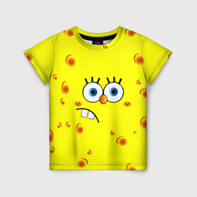 Детская футболка 3D с принтом Губка БОБ 2022 в Белгороде, 100% гипоаллергенный полиэфир | прямой крой, круглый вырез горловины, длина до линии бедер, чуть спущенное плечо, ткань немного тянется | губка боб | желтый | квадратные штаны | мультфильм | смайлик | спанч боб