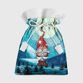 Подарочный 3D мешок с принтом Маленький гном Санта в Белгороде, 100% полиэстер | Размер: 29*39 см | Тематика изображения на принте: 2022 | дед мороз | новый год | рождество | санта