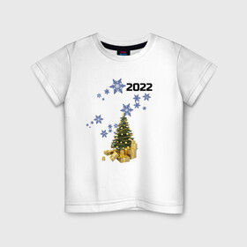Детская футболка хлопок с принтом Новый год в Белгороде, 100% хлопок | круглый вырез горловины, полуприлегающий силуэт, длина до линии бедер | Тематика изображения на принте: ёлочка | новый год | снежинки