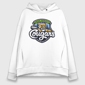 Женское худи Oversize хлопок с принтом Kane County Cougars - baseball team в Белгороде, френч-терри — 70% хлопок, 30% полиэстер. Мягкий теплый начес внутри —100% хлопок | боковые карманы, эластичные манжеты и нижняя кромка, капюшон на магнитной кнопке | baseball | bat | cougar | eyes | forest | muzzle | team | usa | utah | бейсбол | бита | глаза | лес | пума | сша | юта