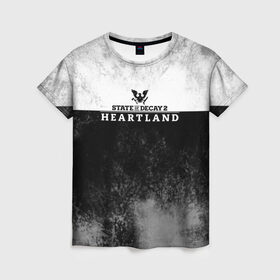 Женская футболка 3D с принтом State of Decay | Heartland | Logo в Белгороде, 100% полиэфир ( синтетическое хлопкоподобное полотно) | прямой крой, круглый вырез горловины, длина до линии бедер | heartland | logo | state of decay | survival horror | undead labs | загнивающий штат | зомби апокалипсис | лого | логотип | стадия разложения | стейт оф декай | эмблема