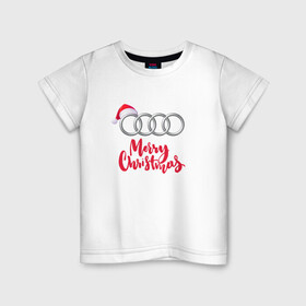 Детская футболка хлопок с принтом AUDI MERRY CHRISTMAS в Белгороде, 100% хлопок | круглый вырез горловины, полуприлегающий силуэт, длина до линии бедер | audi | auto | autosport | perfomance | quattro | rs | sport | авто | авто спорт | автомобиль | автомобильные | автоспорт | ауди | кватро | марка | машины | перфоманс | рс | спорт