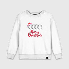 Детский свитшот хлопок с принтом AUDI MERRY CHRISTMAS в Белгороде, 100% хлопок | круглый вырез горловины, эластичные манжеты, пояс и воротник | Тематика изображения на принте: audi | auto | autosport | perfomance | quattro | rs | sport | авто | авто спорт | автомобиль | автомобильные | автоспорт | ауди | кватро | марка | машины | перфоманс | рс | спорт