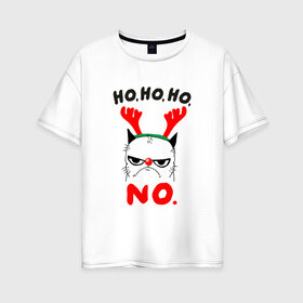Женская футболка хлопок Oversize с принтом НЕПРАВИЛЬНЫЙ ОЛЕНЬ в Белгороде, 100% хлопок | свободный крой, круглый ворот, спущенный рукав, длина до линии бедер
 | 2022 | cat | cats | christmas | cold | deer | klaus | mem | meme | memes | merry | new | santa | snow | what | winter | year | год | зима | клаус | кот | котейка | котенок | котик | котэ | кошка | мем | мемы | мороз | новый | олень | рождес