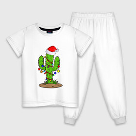Детская пижама хлопок с принтом НОВОГОДНИЙ КАКТУС CHRISTMAS CACTUS в Белгороде, 100% хлопок |  брюки и футболка прямого кроя, без карманов, на брюках мягкая резинка на поясе и по низу штанин
 | 2022 | cactus | christmas | cold | garland | klaus | merry | new | santa | snow | winter | year | герлянды | гирлянда | год | елка | ёлки | ель | зима | кактус | клаус | мороз | новый | рождество | санта | снег | фонарики | холод