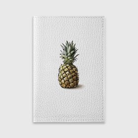 Обложка для паспорта матовая кожа с принтом Pineapple watercolor в Белгороде, натуральная матовая кожа | размер 19,3 х 13,7 см; прозрачные пластиковые крепления | Тематика изображения на принте: pineapple | ананас | графика | еда | рисунок | фрукт