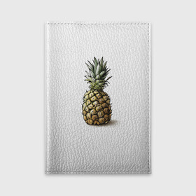 Обложка для автодокументов с принтом Pineapple watercolor в Белгороде, натуральная кожа |  размер 19,9*13 см; внутри 4 больших “конверта” для документов и один маленький отдел — туда идеально встанут права | Тематика изображения на принте: pineapple | ананас | графика | еда | рисунок | фрукт