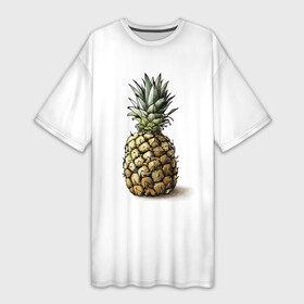 Платье-футболка 3D с принтом Pineapple watercolor в Белгороде,  |  | Тематика изображения на принте: pineapple | ананас | графика | еда | рисунок | фрукт
