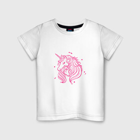 Детская футболка хлопок с принтом Единорог (единорожка) в Белгороде, 100% хлопок | круглый вырез горловины, полуприлегающий силуэт, длина до линии бедер | девочке | девушке | единорог | единорожка | подарок