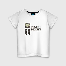 Детская футболка хлопок с принтом State of Decay Iron Logo в Белгороде, 100% хлопок | круглый вырез горловины, полуприлегающий силуэт, длина до линии бедер | logo | state of decay | survival horror | undead labs | загнивающий штат | зомби апокалипсис | лого | логотип | стадия разложения | стейт оф декай | эмблема