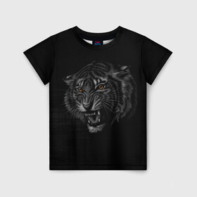 Детская футболка 3D с принтом Tiger 2022! в Белгороде, 100% гипоаллергенный полиэфир | прямой крой, круглый вырез горловины, длина до линии бедер, чуть спущенное плечо, ткань немного тянется | animal | арт | большие кошки | графика | животные | звери | тигр