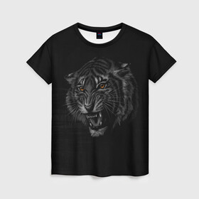 Женская футболка 3D с принтом Tiger 2022! в Белгороде, 100% полиэфир ( синтетическое хлопкоподобное полотно) | прямой крой, круглый вырез горловины, длина до линии бедер | animal | арт | большие кошки | графика | животные | звери | тигр