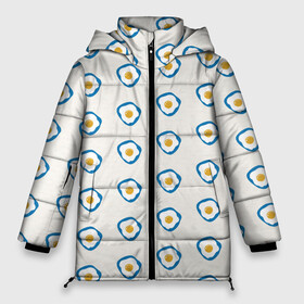 Женская зимняя куртка Oversize с принтом Утро начинается с яичницы в Белгороде, верх — 100% полиэстер; подкладка — 100% полиэстер; утеплитель — 100% полиэстер | длина ниже бедра, силуэт Оверсайз. Есть воротник-стойка, отстегивающийся капюшон и ветрозащитная планка. 

Боковые карманы с листочкой на кнопках и внутренний карман на молнии | еда | завтрак | паттерн | яичница | яйца