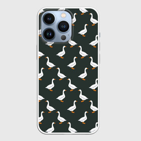 Чехол для iPhone 13 Pro с принтом Гуси паттерн в Белгороде,  |  | goose | gooses | водоплавающие животные | гуси | гусь | дичь | домашние птицы | животные | паттерн | птицы | утки