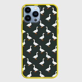 Чехол для iPhone 13 Pro Max с принтом Гуси паттерн в Белгороде,  |  | Тематика изображения на принте: goose | gooses | водоплавающие животные | гуси | гусь | дичь | домашние птицы | животные | паттерн | птицы | утки