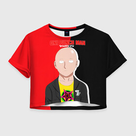 Женская футболка Crop-top 3D с принтом One Punch-Man хипстер Сайтама в Белгороде, 100% полиэстер | круглая горловина, длина футболки до линии талии, рукава с отворотами | hagemanto | one punch man | one punchman | onepunchman | saitama | sensei | аниме | ван панч мен | ванпанчмен | лысый плащ | манга | сайтама | сильнейший человек | учитель | человек одинудар | человек одного удара