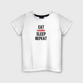 Детская футболка хлопок с принтом Eat оливье Sleep Repeat в Белгороде, 100% хлопок | круглый вырез горловины, полуприлегающий силуэт, длина до линии бедер | 2022 | christmas | eat | eatsleeprepeat | newyear | repeat | sleep | новогоднее | новыйгод | оливье | праздник | рождество | салат