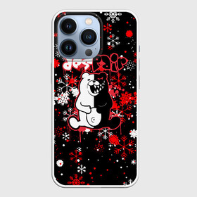 Чехол для iPhone 13 Pro с принтом monokuma | Снежинки | Новый год в Белгороде,  |  | Тематика изображения на принте: anime | bear | black  white | danganronpa | kurokuma | monodam | monokuma | monomi | monotaro | pink | rabbit | school | shirokuma | аниме | главарь | мoноми | монокума | черно белый | школа