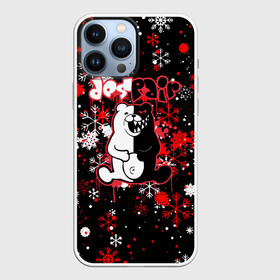 Чехол для iPhone 13 Pro Max с принтом monokuma | Снежинки | Новый год в Белгороде,  |  | Тематика изображения на принте: anime | bear | black  white | danganronpa | kurokuma | monodam | monokuma | monomi | monotaro | pink | rabbit | school | shirokuma | аниме | главарь | мoноми | монокума | черно белый | школа