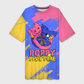 Платье-футболка 3D с принтом Huggy Wuggy and Kissy Missy  Poppy Playtime в Белгороде,  |  | Тематика изображения на принте: kissy missy | poppy playtime | игра | кисси мисси | монстр | плэйтайм | попи плей тайм | попи плэй тайм | попиплейтам | попиплэйтайм | поппи плейтайм | поппиплэйтайм | хагги вагги | хаги ваги | хоррор
