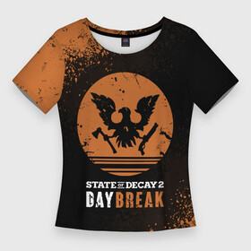 Женская футболка 3D Slim с принтом Day Break  State of Decay 2 в Белгороде,  |  | day break | daybreak | logo | state of decay | survival horror | undead labs | загнивающий штат | зомби апокалипсис | лого | логотип | стадия разложения | стейт оф декай | эмблема