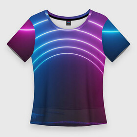 Женская футболка 3D Slim с принтом Арка неонового света full version в Белгороде,  |  | абстракция | арка | детям | для детей | дуга | киберпанк | кислотный | неон | неоновая | неоновый | свет | ультра | яркий