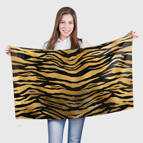 Флаг 3D с принтом Текстура шкуры тигра в Белгороде, 100% полиэстер | плотность ткани — 95 г/м2, размер — 67 х 109 см. Принт наносится с одной стороны | 2022 | год тигра | новый год | новый год 2022 | символ года | тигр | тигренок | тигрица | тигры
