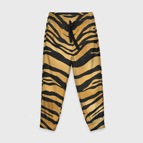 Детские брюки 3D с принтом Текстура шкуры тигра в Белгороде, 100% полиэстер | манжеты по низу, эластичный пояс регулируется шнурком, по бокам два кармана без застежек, внутренняя часть кармана из мелкой сетки | 2022 | год тигра | новый год | новый год 2022 | символ года | тигр | тигренок | тигрица | тигры