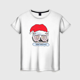 Женская футболка 3D с принтом Новогодний Диско Енотик в Белгороде, 100% полиэфир ( синтетическое хлопкоподобное полотно) | прямой крой, круглый вырез горловины, длина до линии бедер | енот | енотики | новогоднийенот | подарокенот | рождество