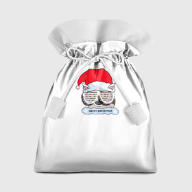 Подарочный 3D мешок с принтом Новогодний Диско Енотик в Белгороде, 100% полиэстер | Размер: 29*39 см | Тематика изображения на принте: енот | енотики | новогоднийенот | подарокенот | рождество