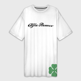Платье-футболка 3D с принтом Alfa Romeo Клевер в Белгороде,  |  | 147 | 156 | 159 | 166 | alfa romeo | alfa romeo giulia | clover | giulia | quadrifoglio | альфа | альфа ромео | альфаромер | квадрифолио | клевер | ромео