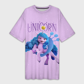 Платье-футболка 3D с принтом Unicorn Izzy в Белгороде,  |  | a new generation | hitch | izzy | moonbow | my little pony | pipp | sunny | дружба | единорог | единороги | иззи | магия | мунбоу | новое поколение | пегас | пегасы | петалс | пип | пипп | пони | санни | старскаут | хитч | шторм