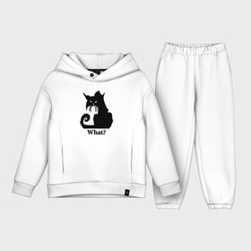 Детский костюм хлопок Oversize с принтом What   Что в Белгороде,  |  | black cat | cat | fearsome | halloween | question | silhouette | stern look | what | вопрос | кошка | силуэт | суровый взгляд | хеллоуин | черный кот | что