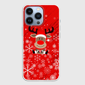 Чехол для iPhone 13 Pro с принтом Снежинки летящие и Олень с подарком. в Белгороде,  |  | 2022 | happy new year | merry christmas | год тигра | зима близко | нг | новогодний | новогодний тигр | новый год | новый год 2022 | олень | рождество | символ 2022 года | снег | снежинки