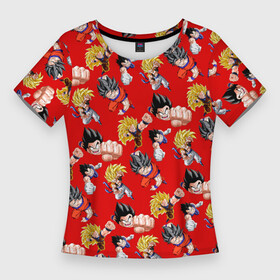 Женская футболка 3D Slim с принтом Dragon Ball Z (Goku Pattern) в Белгороде,  |  | anime | dragonball | goku | аниме | анимэ | гоку | драконий | жемчуг | манга