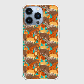 Чехол для iPhone 13 Pro с принтом Дикие Животные в Белгороде,  |  | animals | safari | zoo | дикая природа | дикие животные | животные | жираф | звери | зебра | зоопарк | лев | сафари | следы от лап | слон