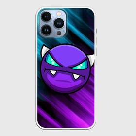 Чехол для iPhone 13 Pro Max с принтом GEOMETRY DASH VIOLET LEVELS NEON DEMON в Белгороде,  |  | Тематика изображения на принте: 2d | arcade | demon | game | geometry dash | levels | meltdown | robtop | smile | аркада | геометрический тире | демон | раннер | смайлы | уровни | эмоции