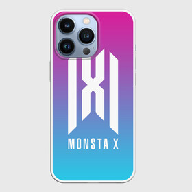 Чехол для iPhone 13 Pro с принтом MONSTA X LOGO NEON GRADIENT в Белгороде,  |  | Тематика изображения на принте: jooheon | kihyun | minhyuk | monsta x | mx | neon | shownu | wonho | градиент | монст х | монста х | мх | неон