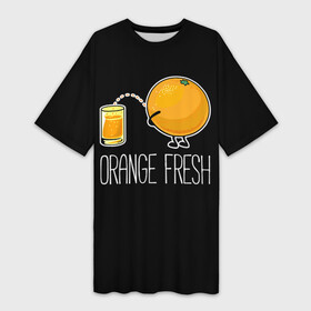 Платье-футболка 3D с принтом Orange fresh  апельсиновый фрэш в Белгороде,  |  | Тематика изображения на принте: freshly squeezed | funny | joke | juice | orange | orange fresh | апельсин | апельсиновый фрэш | писает в стакан | прикол | свежевыжатый | сок | шутка