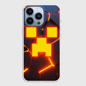 Чехол для iPhone 13 Pro с принтом ОГНЕННЫЙ КРИПЕР | 3D ПЛИТЫ   FIRE CREEPER в Белгороде,  |  | 3d | 3d плиты | 3d разлом | block | creeper | cube | fire | flame | game | geometry | hexagon | minecraft | neon | pixel | tnt | блок | гаст | геометрия | детям | компьютерная игра | крафт | крипер | кубики | майнкрафт | неон | огненный майк