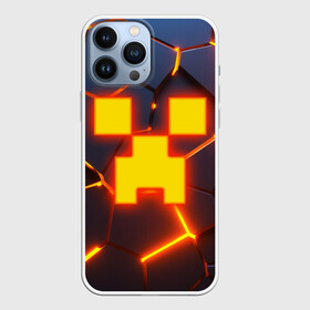 Чехол для iPhone 13 Pro Max с принтом ОГНЕННЫЙ КРИПЕР | 3D ПЛИТЫ   FIRE CREEPER в Белгороде,  |  | 3d | 3d плиты | 3d разлом | block | creeper | cube | fire | flame | game | geometry | hexagon | minecraft | neon | pixel | tnt | блок | гаст | геометрия | детям | компьютерная игра | крафт | крипер | кубики | майнкрафт | неон | огненный майк