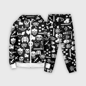 Детский костюм 3D с принтом UNDERTALE PATTERN БЕЛЫЙ в Белгороде,  |  | asriel dreemurr | chara | frisk | gaster blaster | heart | sans | undertale | азриэль дримурр | андертейл | гастер | меттатон | санс | сердце | фриск | чара