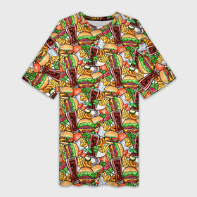 Платье-футболка 3D с принтом Быстрое Питание и Напитки в Белгороде,  |  | burger | cheeseburger | fast food | hamburger | hot dog | pizza | блюдо | бургер | быстрое питание | гамбургер | еда | жратва | завтрак | картошка фри | кола | корм | кушанье | макдоналдс | обед | перекус | пицца | пища | повар