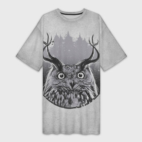 Платье-футболка 3D с принтом Оленесова в Белгороде,  |  | animal | beast | deer | di | different animals | elk | gray | gray background | gray owl | olenesova | owl | белочёрный фон | животное | зверёк | зверь | лосиха | лось | оленесова | олень | разные звери | разные совы | сероватобелый | серый