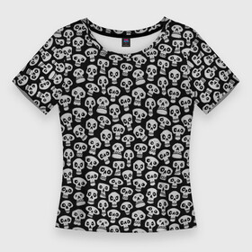 Женская футболка 3D Slim с принтом Funny skulls в Белгороде,  |  | bone | bones | funny | skulls | кости | череп | черепа