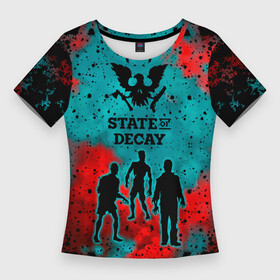 Женская футболка 3D Slim с принтом State of Decay  Zombie apocalypse в Белгороде,  |  | Тематика изображения на принте: state of decay | zombie apocalypse | загнивающий штат | зомби апокалипсис | состояние распада | стейт оф дикей