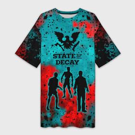 Платье-футболка 3D с принтом State of Decay  Zombie apocalypse в Белгороде,  |  | state of decay | zombie apocalypse | загнивающий штат | зомби апокалипсис | состояние распада | стейт оф дикей