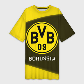 Платье-футболка 3D с принтом БОРУССИЯ  Borussia  Графика в Белгороде,  |  | borussia | club | dortmund | footbal | logo | боруссия | дортмунд | знак | клуб | логотип | логотипы | полосы | символ | символы | форма | футбол | футбольная | футбольный