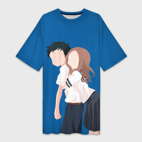 Платье-футболка 3D с принтом Такаги и Нишиката в Белгороде,  |  | anime | karakai jouzu no takagisan | аниме | анимэ | озорная такаги