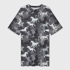Платье-футболка 3D с принтом Табун Лошадей в Белгороде,  |  | horse | wild horse | всадник | галоп | грива | дикая лошадь | дикая природа | жеребец | животные | жокей | звери | зебра | зоопарк | казак | камуфляж | кляча | кобыла | ковбой | конный спорт | конь | конюшня